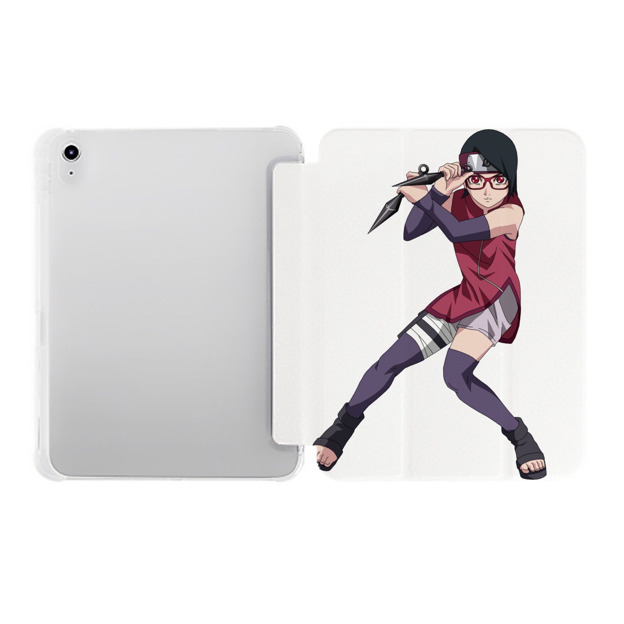 （画像用） NARUTO -ナルト- うちは サラダ Uchiha Sarada IPad ケース ペン収納付き 三つ折りスタンド PUレザー×シリコン 対応機種9.5/10.5/10.9インチ